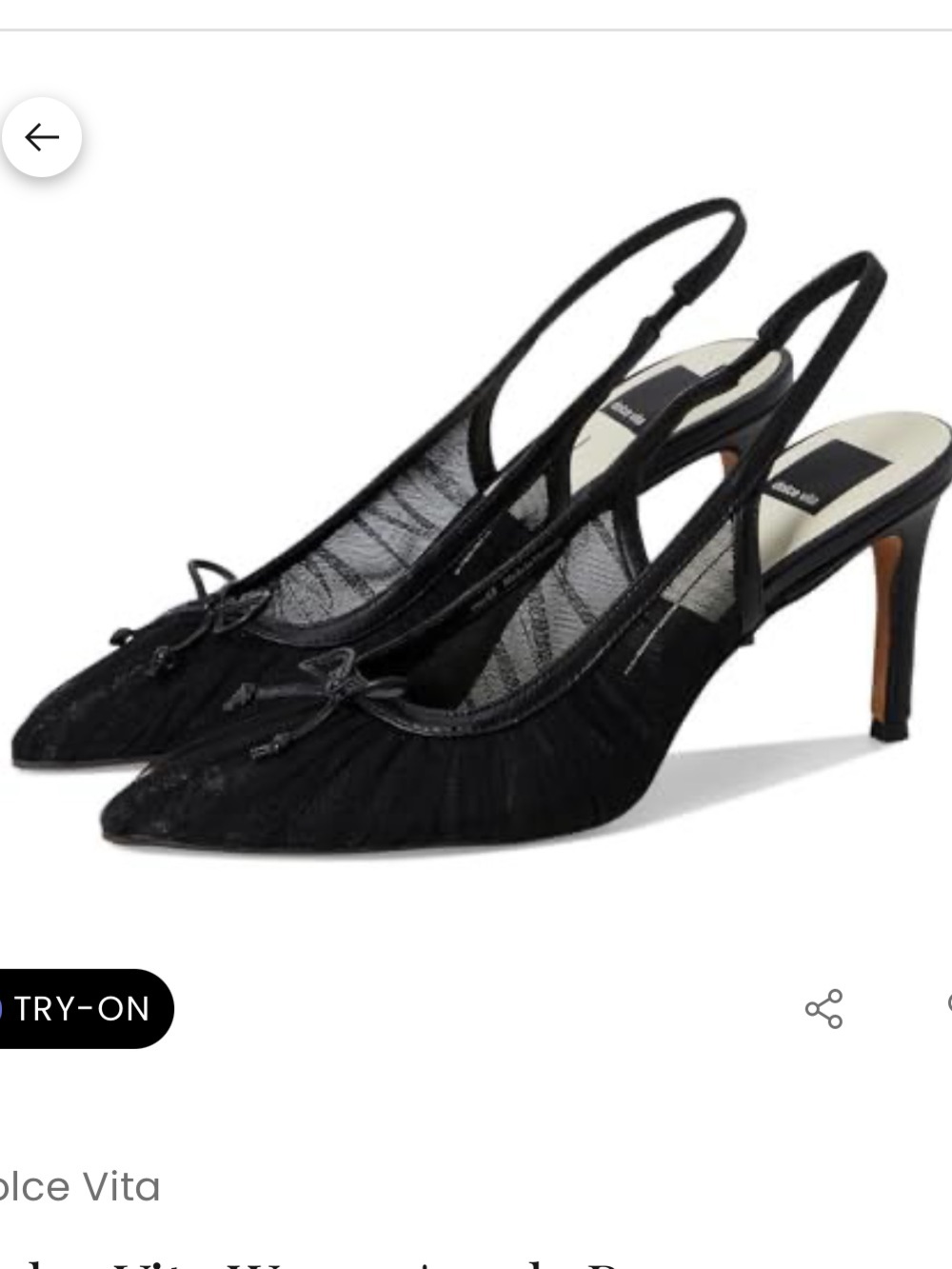Dolce Vita Yela Women's Black Mesh Slingback Pointed-Toe Heels